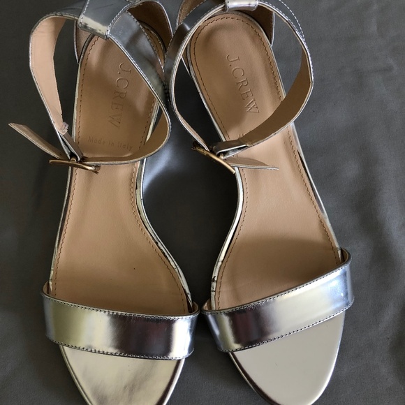 J. Crew Silver Open-Toe Heeled Sandals - Picture 2 of 4
